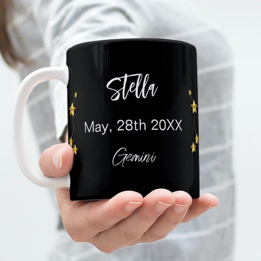 Schwarzes Gold Gemini Sternkonstellation Geburtsta Kaffeetasse