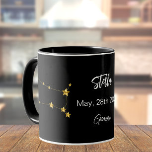 Schwarzes Gold Gemini Sternkonstellation Geburtsta Tasse