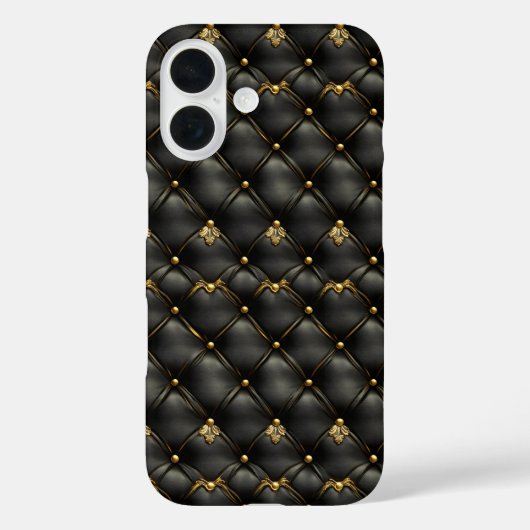Schwarzes Gold gequiltes Ledermuster Case-Mate iPhone Hülle (Rückseite)