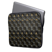 Schwarzes Gold gequiltes Ledermuster Laptopschutzhülle (Vorderseite Links)