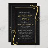 Schwarzes Gold Gerahmter Abschluss Einladung (Vorne/Hinten)