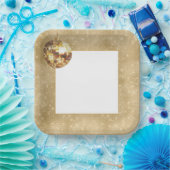 Schwarzes Gold Glam Funkeln Disco-Kugel Geburtstag Pappteller (Party)