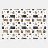 Schwarzes Gold Glam Geschenk Bäume Muster Weihnach Geschenkpapier Set (Vorderseite 3)