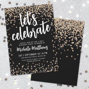 Schwarzes Gold Glitter 50. Geburtstag Einladung