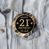 Schwarzes Gold Glitter Achat Geburtstagsabzeichen Button (Beispiel)