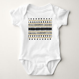 Schwarzes Gold-Glitter-Ethno-Muster Baby Strampler
