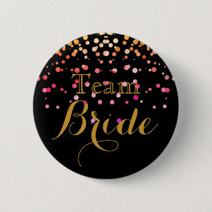Schwarzes Gold Glitter Faux Folie Hochzeitsteam Br Button