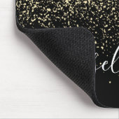 Schwarzes Gold Glitter Girly Monogramm Mousepad (Ecke)