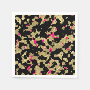 Schwarzes Gold Glitter Hot Pink Abstrakte Schäl Gl Serviette