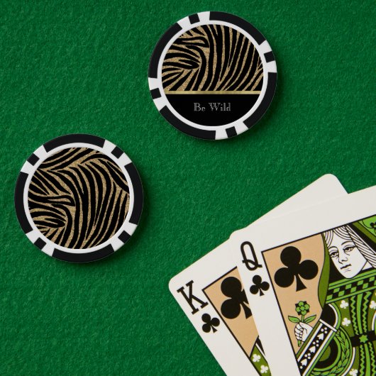 Schwarzes Gold Glitter Zebra Pokerchips (Pokertisch (doppelt))