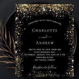 Schwarzes Gold Glitzer Einladung zur Hochzeit