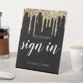 Schwarzes Gold Glitzer laserbestellung Zeichen Sockelschild (In SItu)