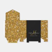 Schwarzes Gold Glitzer Monogram-Gastgeschenk Hochz Geschenkschachtel (Ungefaltet)