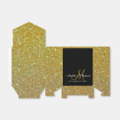Schwarzes Gold Glitzer Monogram-Gastgeschenk Hochz Geschenkschachtel (Ungefaltet)
