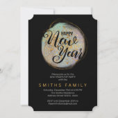 Schwarzes Gold Glitzer Neujahrsfest im Party Einladung (Vorderseite)