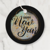 Schwarzes Gold Glitzer Neujahrsfest im Party Geschenkanhänger (Vorderseite)