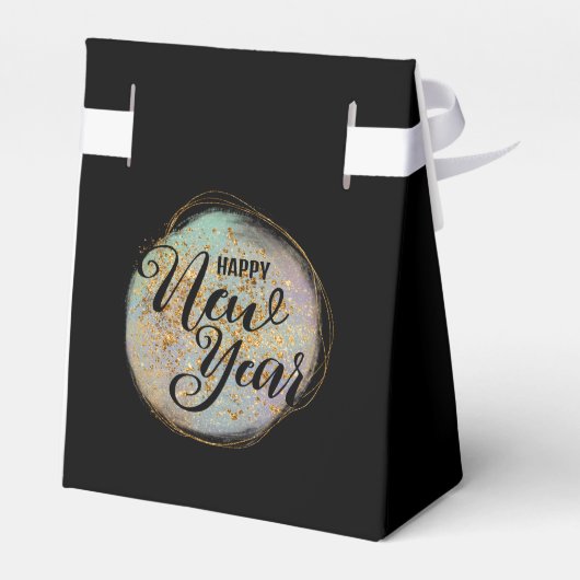 Schwarzes Gold Glitzer Neujahrsfest im Party Geschenkschachtel (Rückseite)