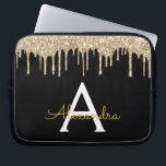 Schwarzes Gold-Glitzer-Sparkone Laptopschutzhülle<br><div class="desc">Black and Gold Imitate Dripping Modern and Elegant Girly Glitzer and Sparkle Elegant Monogram Case. Dieser Fall kann individuell auf Ihren Anfangs- und Vornamen angepasst werden.</div>