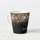 Schwarzes Gold Glitzer Staub Name Glaze Skript Milchtasse (Linke Ecke)