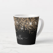 Schwarzes Gold Glitzer Staub Name Glaze Skript Milchtasse (Rechte Ecke)