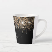 Schwarzes Gold Glitzer Staub Name Glaze Skript Milchtasse (Rechts)