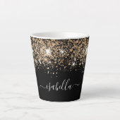 Schwarzes Gold Glitzer Staub Name Glaze Skript Milchtasse (Vorderseite)
