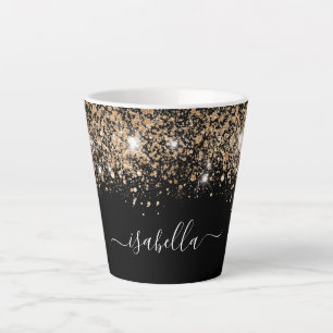 Schwarzes Gold Glitzer Staub Name Glaze Skript Milchtasse