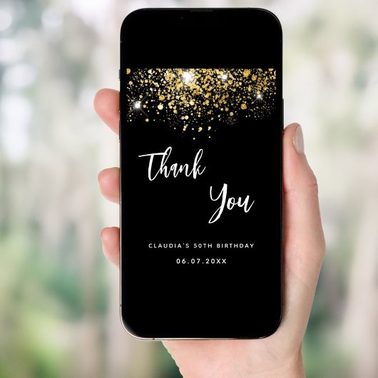 Schwarzes Gold Glitzern Drehbuch danke Karte