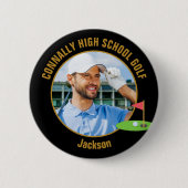 Schwarzes Gold Golfer Foto High School Golfteam Button (Vorderseite)