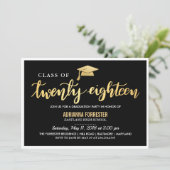 Schwarzes Gold| Graduate Class of 2018 Script Einladung (Stehend Vorderseite)