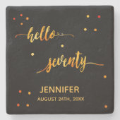 Schwarzes Gold hallo siebzigster Name 70. Geburtst Steinuntersetzer (Vorderseite)