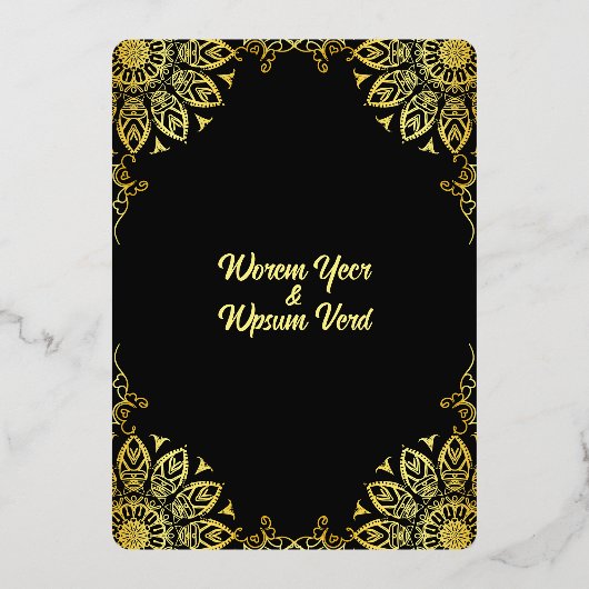 Schwarzes Gold Halloween Hochzeit Save the Date Folieneinladung (Rückseite)