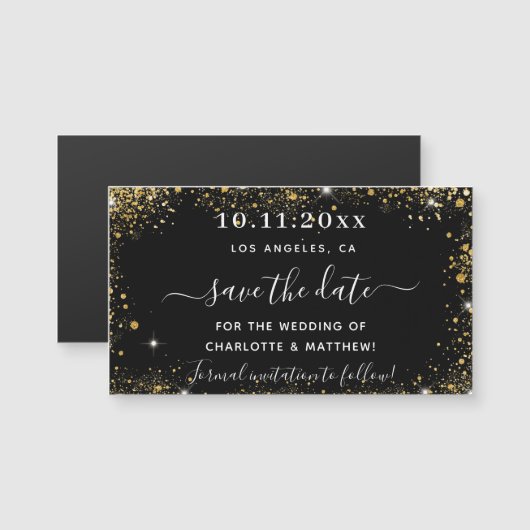 Schwarzes Gold Hochzeit speichern Sie den Datums-M Magnetkarte (Vorne/Hinten)
