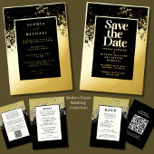 Schwarzes Gold-Hochzeitsdetails Vorlage QR-Code