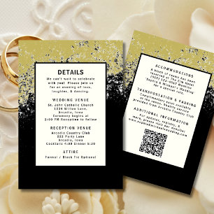 Schwarzes Gold-Hochzeitsdetails Vorlage QR-Code