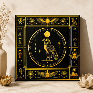 Schwarzes Gold Horus Falke Ägyptisches Symbol Deko Fliese