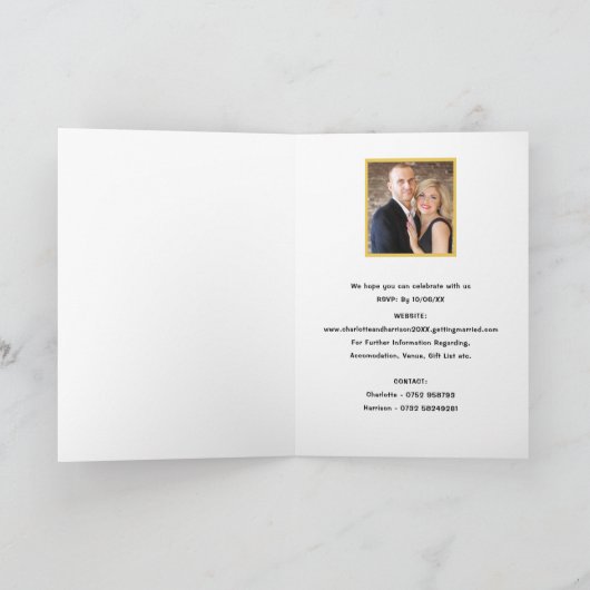 Schwarzes Gold informelle Hochzeit Einladung (Innenseite)