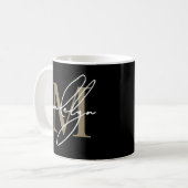 Schwarzes Gold Initial Name Monogramm Kaffeetasse (Vorderseite Links)