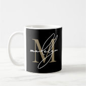Schwarzes Gold Initial Name Monogramm Kaffeetasse (Links)