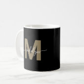 Schwarzes Gold Initialen Monogramm Kaffeetasse (Vorderseite Links)