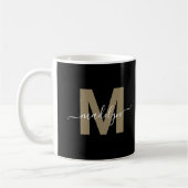 Schwarzes Gold Initialen Monogramm Kaffeetasse (Links)
