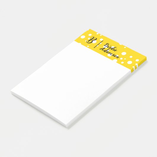Schwarzes Gold Initialen-Monogramm, Trendiges Eleg Post-it Klebezettel (angewinkelt)