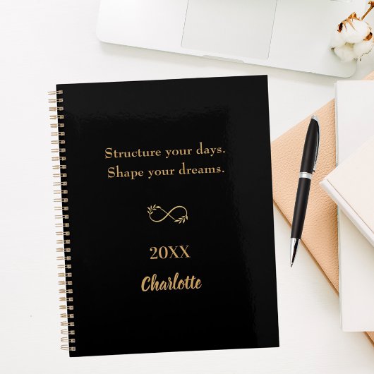 Schwarzes Gold Inspirationszitat 2026 Planer
