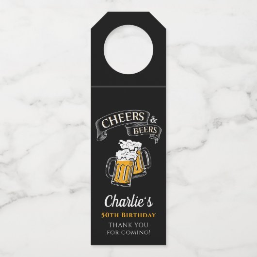 Schwarzes Gold jubeln und Biere jeden Alters Gebur Flaschenanhänger (Vorderseite)