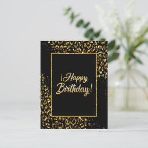 Schwarzes Gold & Juwel Leopard Postkarte