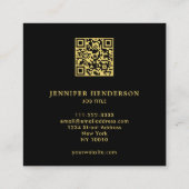 Schwarzes Gold Kardinalrot QR-Code professionell Quadratische Visitenkarte (Rückseite)