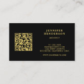 Schwarzes Gold Kardinalsrot QR-Code professionell Visitenkarte (Rückseite)