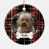 Schwarzes Gold Kariertes Puppy-Hund-Foto Keramik Ornament (Hinten)