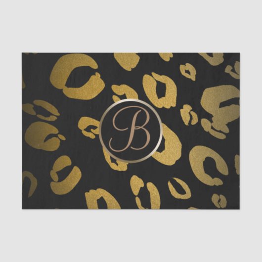 Schwarzes Gold Leopard Gepard Monogramm Buchstabe  Seidenpapier (Vorderseite)