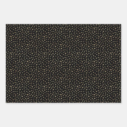 Schwarzes Gold Liebe Hörmuster Geschenkpapier Set (Vorderseite 3)